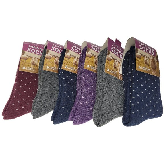 iBerryNYC Accessories - Women Blend Lamb Wool Crew Socks, Thermal Warm Winter Hiking Boot Sock, 6 Pairs